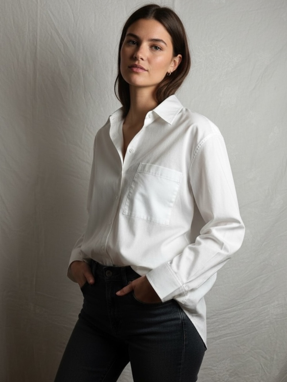 Tahari White Casual Button Down L/S Shirt sz. XS